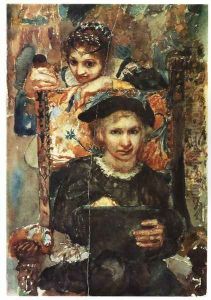 Hamlet and Ophelia 1883 by Mikhail Aleksandrovich Vrubel