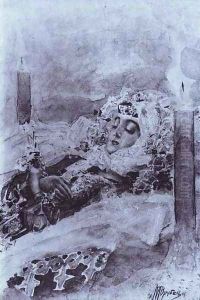 Tamara Lying in State, 1890-91 by Mikhail Aleksandrovich Vrubel