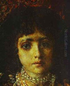Portrait of a Girl against a Persian Carpet, (detail) 1886