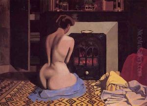 Nude at the Stove by Felix Edouard Vallotton