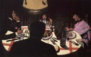 Dinner by Lamplight by Felix Edouard Vallotton