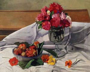 Flowers and Strawberries by Felix Edouard Vallotton