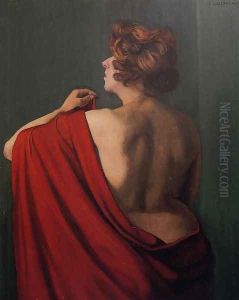 Woman with Red Shawl by Felix Edouard Vallotton