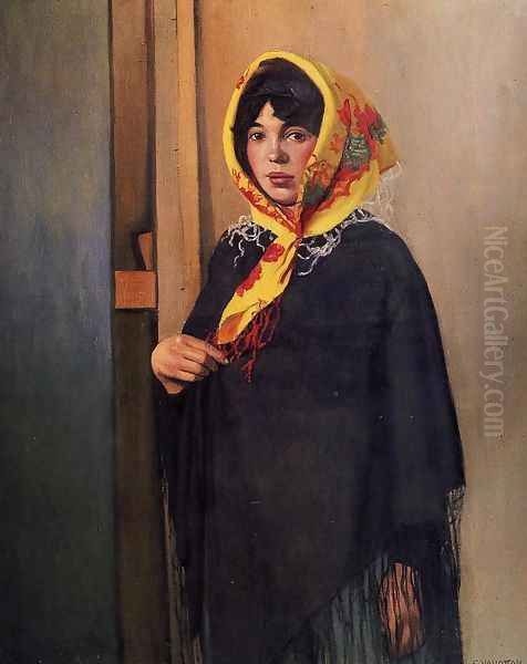 Young Woman with Yellow Scarf - view 1