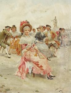 Elegant Figures Seated In A Park Elegant Figures Seated In A Park