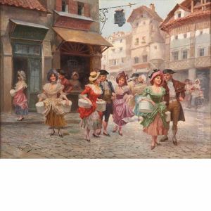 Couples On A Street by Alonso Perez