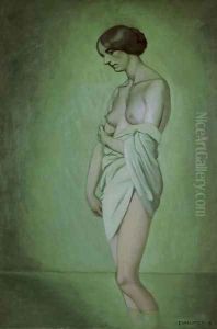 Baigneuse de profil, effet vert et rose, 1918 by Felix Edouard Vallotton