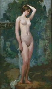 Baigneuse Dans Le Parc by Emile Baes
