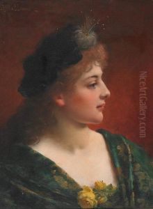 Red-haired Beauty With Feather Hat