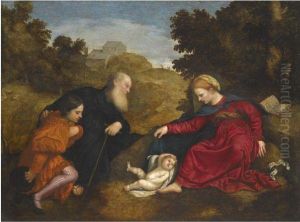 Madonna And Child With St Anthony Abbot And A Young Maledonor
