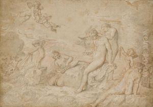 Thetis A Sa Toilette Entouree De Nereides by Pierre Brebiette