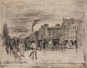 Matinee D'hiver Sur Les Quais by Felix-Hilaire Buhot