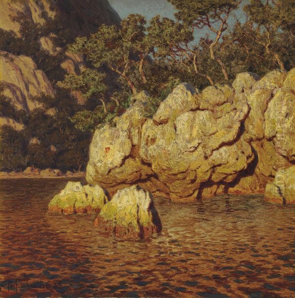 Cliffs By The Shore At Sunset - view 1