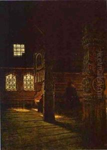Interior Of The Wooden Church Of St Peter And St Paul In Puchug Study 1894 by Vasili Vasilyevich Vereshchagin