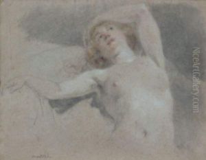 Etude De Nu Feminin Allonge En Buste by Noel Nicolas Coypel