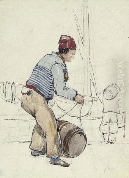 Study Of Sailors Loading Barrels - view 1