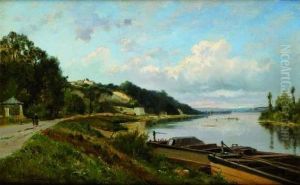 Bord De Seine Au Coudray by Louis Emile Dardoize