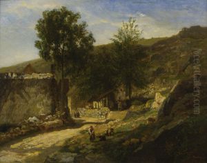 Entrance To The Village by Charles-Francois Daubigny