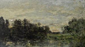 River Scene At Sunset by Charles-Francois Daubigny