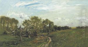 Les Pommiers En Fleur by Charles-Francois Daubigny