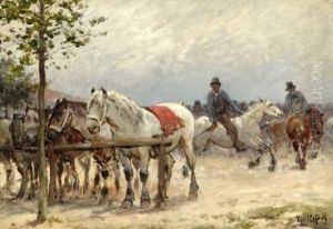 Le Marche Au Chevaux by Felix Dominique De Vuillefroy