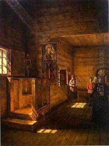 Interior Of The Church Of St John The Evangelist On The Ishna Near Rostov Yaroslavsky by Vasili Vasilyevich Vereshchagin