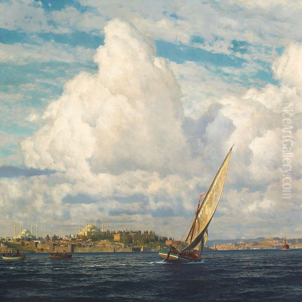 View Of The Bosporus Strait And Istanbul With Hagia Sophia Andthe Blue Mosque - view 1