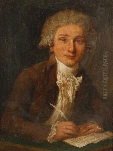 Portrait Of A Gentleman, Half Length, Seatedat A Desk, Writing A Letter