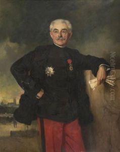 Portrait Du General Bizot Devant Une Ville by Francois Flameng