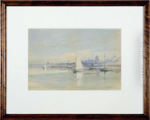 View Of Chicago From Lake Michigan by Albert Francois Fleury
