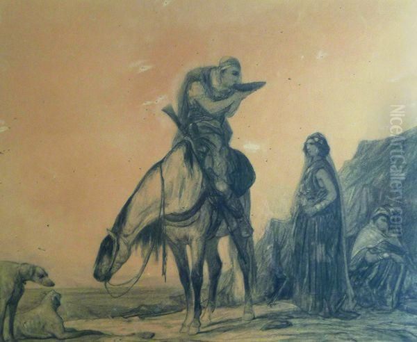 Cavalier Arabe S'abreuvant - view 1