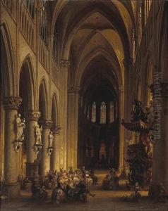 Figures Attending Mass by Jules Victor Genisson