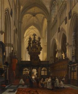 Mariage En L'eglise Sint Peeter A Louvain by Jules Victor Genisson