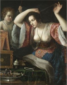 A Lady Before A Mirror, Possibly Venus At Her Toilet
