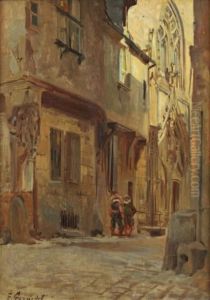 Conversation Devant L'eglise by Eugene-Alexis Girardet