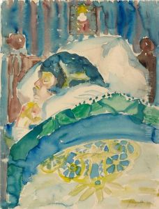 Frau Im Bett (schlafend) - Schlafendes Madchen I by Walter Gramatte