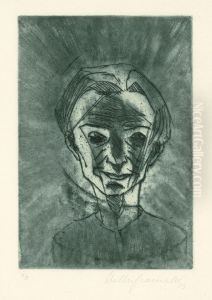 Lachelnder Kopf, Selbstportrait by Walter Gramatte