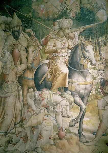 Campaign of Emperor Charles V against the Turks at Tunis in 1535 the defeat of the Turks at the battle of Goletta, detail of cavalrymen quenching their thirst, cartoon for a tapestry - view 1