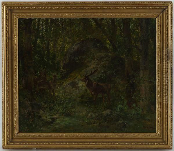 Cerfs Dans La Foret - view 1