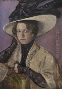Kvinneportrett 1908 by Oscar Gronmyra
