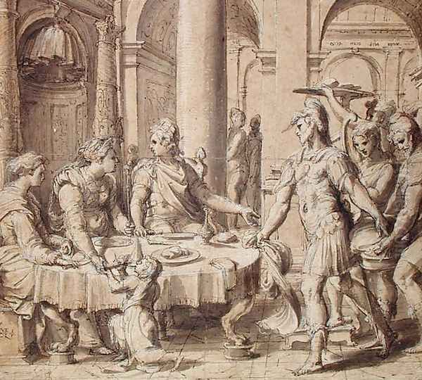 The Banquet of Dido and Aeneas, model for a tapestry in the Story of Aeneas series, c.1532 - view 1