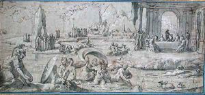 Scenes from the Story of Perseus, study for a fresco in the Sala del Perseo of the Castel Sant' Angelo, Rome, c.1546 by Perino Del Vaga (Pietro Bonaccors