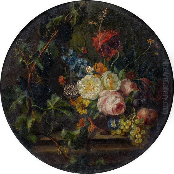 < Fleurs Et Fruits Sur Un Entablement >. - view 1
