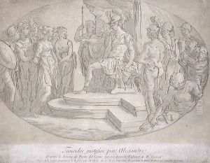 Alexandre et Timoclee, engraved by Nicolas Lesueur (1691-1764) by Perino Del Vaga (Pietro Bonaccors