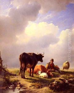 A Farmer At Rest With His Stock