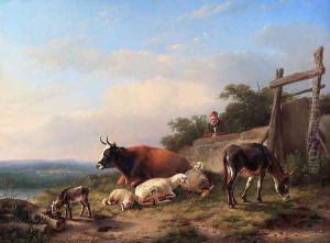 A Farmer Tending His Animals by Eugene Verboeckhoven