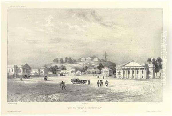 Vue De Sincapour; Environs De Sincapour; Vue Prise A Sincapour; And Vue De Temple Protestant A Sincapour, By And After B. Lauvergne - view 1