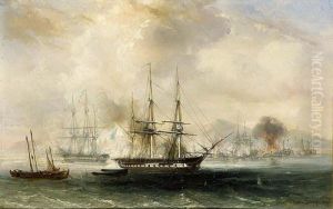Ships At Sea by Lauvergne, Barthelemy
