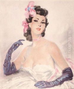 Elegante Aux Gants Noirs by Eugene Lelievre