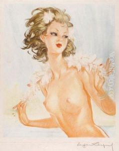 Jeune Fille Nue En Buste by Eugene Lelievre